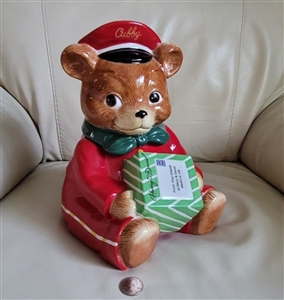 Harry And David CUBBY Bear Ceramic Cookie Jar colorful design collectible