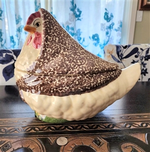 N S GUSTIN California Pottery Hen large Cookie jarrare farmhouse style find