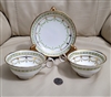Rare Cauldon China England gold encrusted teacup with green interior and matching saucer plus one extra teacup