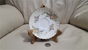 Preowned vintage Minton porcelain china saucer in the York pattern with floral design