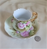 Vintage Lefton Heritage Green Porcelain Rose Cup and Saucer