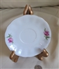 Preowned vintage Japanese porcelain saucer with rose flower decoration and gold-tone rim