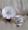 Teacup and saucer porcelain Finches decor Minster England elegant colorful birds collectible daily use set and gifts idea
