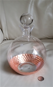 Preowned vintage 1990s Fitz and Floyd glass copper bottle barware decanter Preowned vintage 1990s Fitz and Floyd glass copper bottle barware decanter