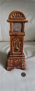 Vintage Ezra Brooks 1970 porcelain grandfather clock whiskey decanter with cork stopper
