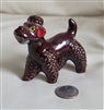 preowned glossy dark brown glazed red clay poodle canine ornament