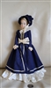 Vintage Schillman fashion doll in blue early American colonial dress and bonnet 1980
