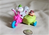 Warner Bros 1993 Squirrel and Chipmunk on motorcycle moving colorful collectible toy and gift idea.