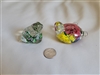 Mini Art Glass Frog and Turtle Paperweight Vintage Set