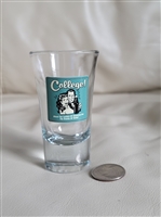 Vintage novelty shot glass featuring College When the leaders of tomorrow are drunks of today graphic