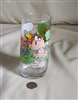 Vintage 1968 McDonald's Camp Snoopy collection clear drinking glass with colorful Peanuts graphics