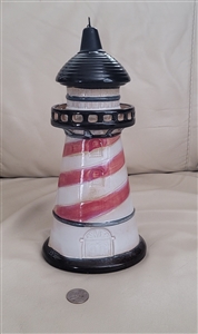 vintage lighthouse oil lamp 1980s ceramic nautical decor preowned