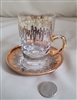 Safi Com Preowned vintage decorative Baroque glass cup and saucer set with gold and silver swirl
