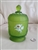 1970s Westmoreland lime green satin glass covered candy dish with hand painted daisies and embossed grapes