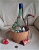 Italian green glass Chianti bottle Fattoria Straccali woven basket vintage