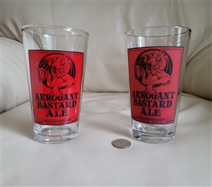Arrogant Bastard Ale tow beer drinking glasses barware accessories novelty gifts for any occasion