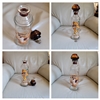 Decanter Set Vintage Wildlife Glass Flying Ducks Hunting Dog Amber Brown Stopper