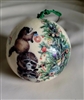 Vintage 1977 Reflections Barry Patch decoupage Christmas ornament with raccoons and rabbits forest animal scene