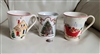 Lenox Christmas porcelain mugs set of 3 with holiday tree and Santa designs made in Japan and America