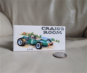 H  R Johnson porcelain plaque race car home decor display