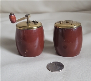 Vintage wooden and metal salt & pepper shakers