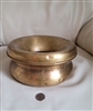Antique round brass hand hammered bucket storage spit bucket collectible Mediterranean art display