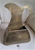 Large vintage brass teapot shaped wall storage shelf with etched floral design
