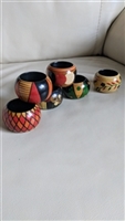Wooden handmade colorful napkin rings set of 6 elegant colorful geometrical design