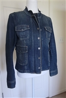 NAUTICA womens waist long jean jacket steampunk design with nautical buttons size M