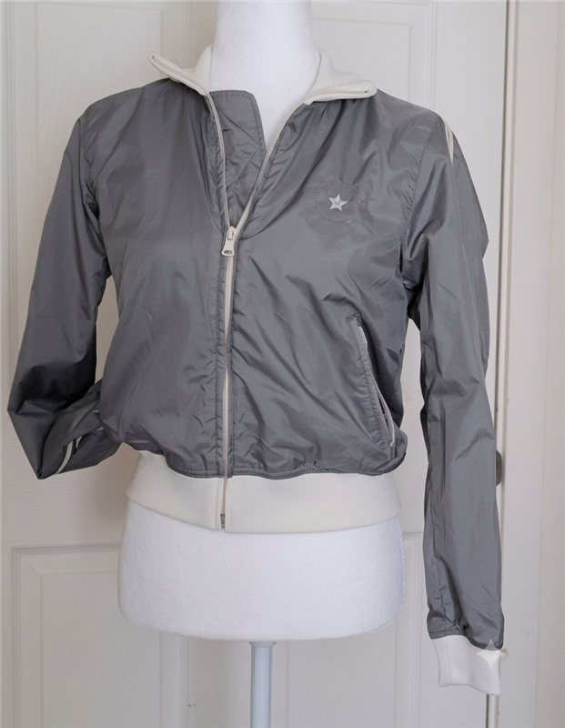 Vintage Polo Jeans Co Ralph Lauren womens grey bomber jacket 67 star