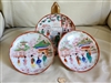 vintage preowned japanese porcelain moriage geisha three plates