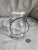 Vintage Hazel Atlas glass storage jar with wire bail closure and glass lid