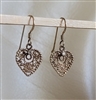 pair of preowned vintage sterling color loop and gold tone heart filigree dangle earrings with clear center stones