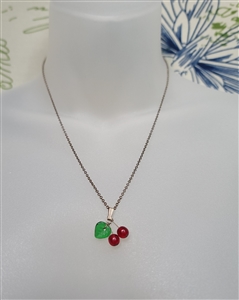 Women jewelry necklace 2016 preowned red glass cherry pendant