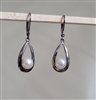 preowned vintage sterling silver teardrop dangle earrings with faux pearls