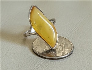 Butterscotch Baltic Amber Ring in 925 Sterling Silver with aged patina