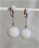 White Beaded Costume Jewelry Earrings 1960s Japan