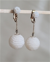 white beaded costume jewelry earrings 1960s japan