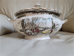 Johnson Brothers The Friendly Village Autumn Mists large lidded tureen made in England circa 1953