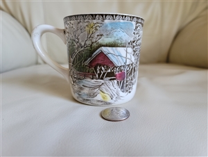 Johnson Brothers Friendly Village Covered Bridge ironstone mug with black mark made in England