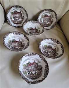 Johnson Brothers Heritage Hall Pennsylvania Fieldstone ironstone set of 6 cereal bowls with green mark made in England