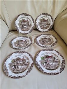 â€‹Johnson Brothers Heritage Hall Pennsylvania Fieldstone ironstone set of 6 bread and butter plates with green mark made in England