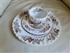 Johnson Brothers Tulip Time ironstone 3 piece teacup saucer and plate set with windmill scene made in England