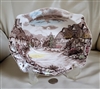 Johnson Brothers Olde English Countryside brown 9 inch oval vegetable bowl with cottage scene made in England