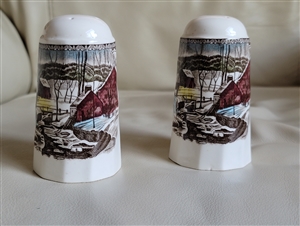 Johnson Brothers The Friendly Village The Ice House salt and pepper shakers set made in England