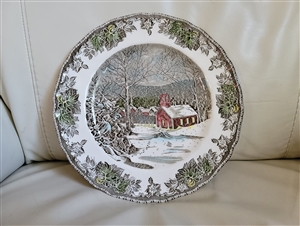 â€‹Johnson Brothers Friendly Village School House ironstone dinner plate with black mark made in England