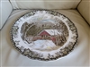 Johnson Brothers Friendly Village Covered Bridge ironstone chop plate with black mark made in England