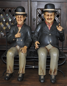 Laurel and Hardy Figures on Bench for Garden