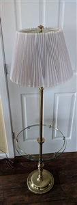 vintage stiffel brass floor lamp hollywood regency 1960s with glass tray table and original shade