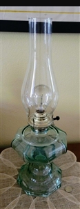 vintage aqua green glass electric table lamp preowned light source